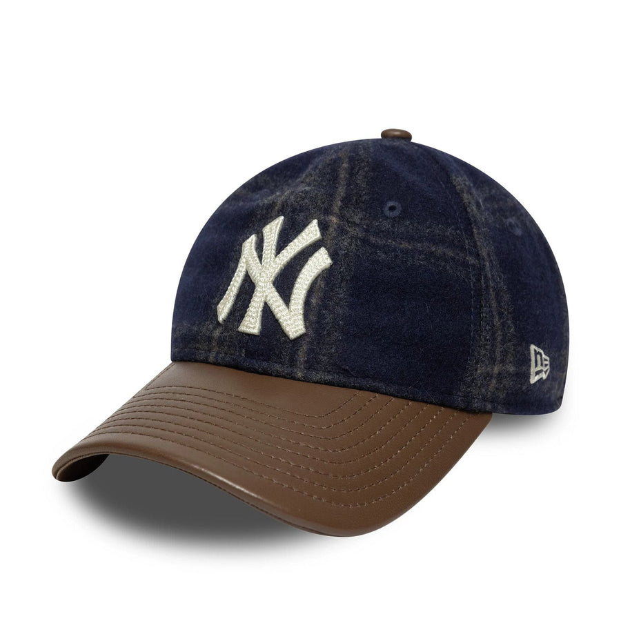 This is a New York Yankees MLB Loden Leather Navy 9TWENTY Adjustable Cap 1