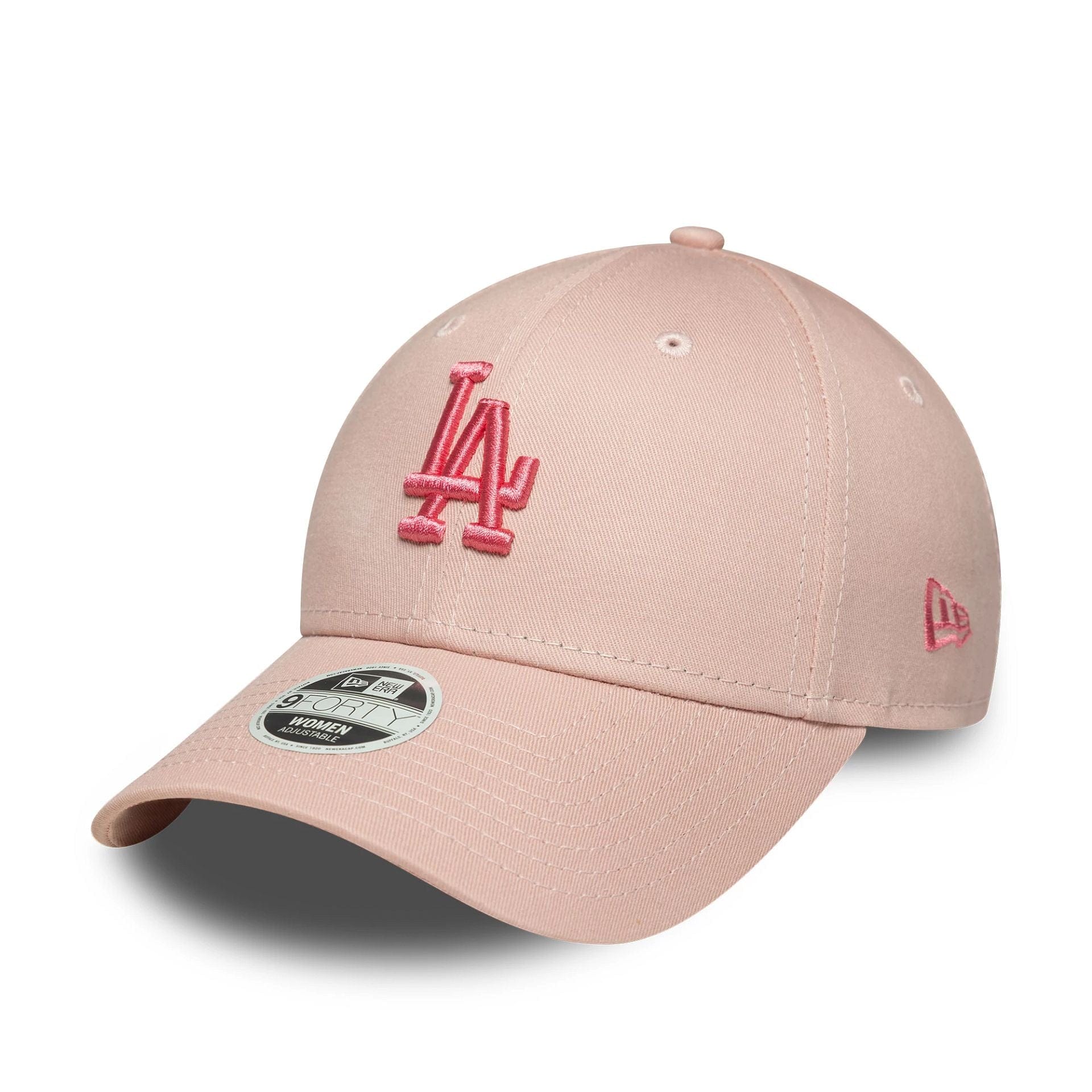 This is a LA Dodgers Womens MLB League Essential Pastel Pink 9FORTY Adjustable Cap 1