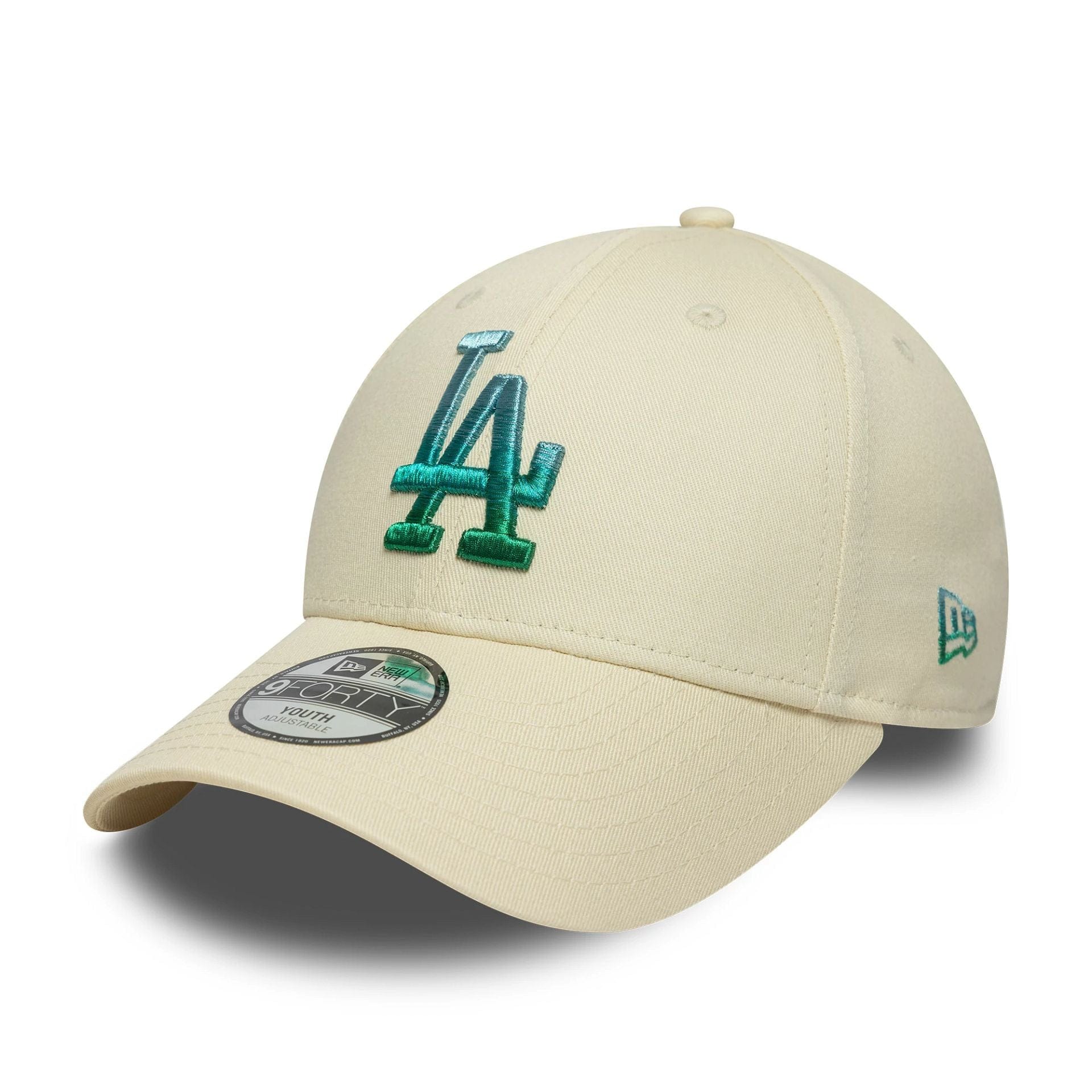 This is a LA Dodgers Youth MLB Metallic Cream 9FORTY Adjustable Cap 1