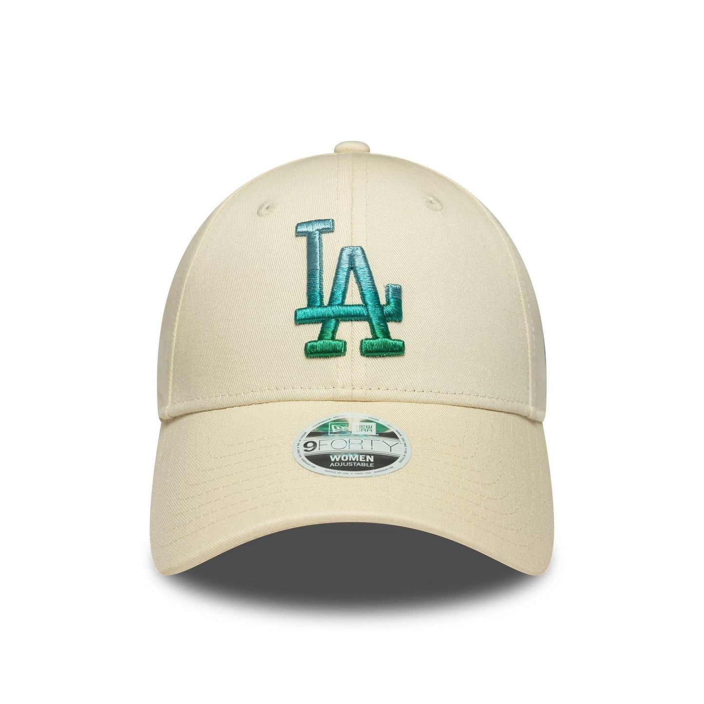 This is a LA Dodgers Womens MLB Metallic Logo Cream 9FORTY Adjustable Cap 2