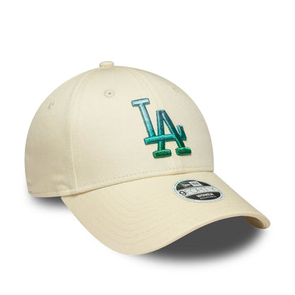 This is a LA Dodgers Womens MLB Metallic Logo Cream 9FORTY Adjustable Cap 3