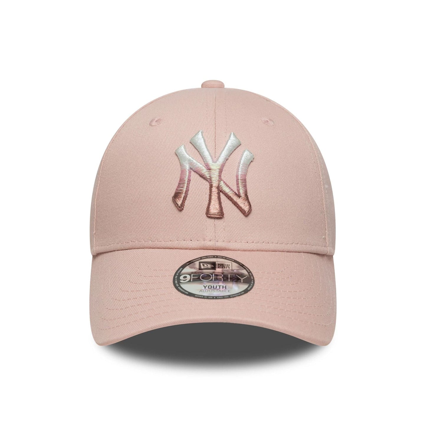 This is a New York Yankees Youth MLB Metallic Pastel Pink 9FORTY Adjustable Cap 2