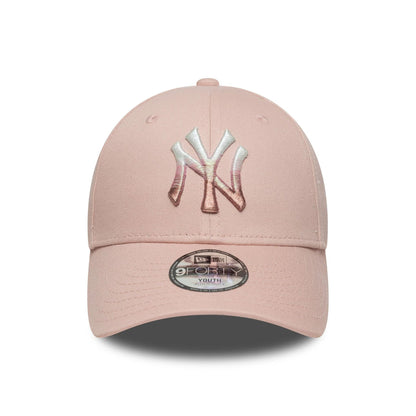 This is a New York Yankees Youth MLB Metallic Pastel Pink 9FORTY Adjustable Cap 2