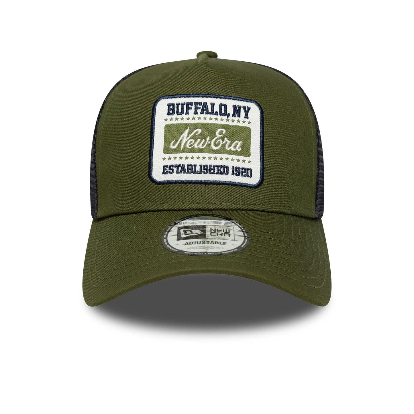 This is a  New Era Patch Dark Green 9FORTY A-Frame Trucker Adjustable Cap 2