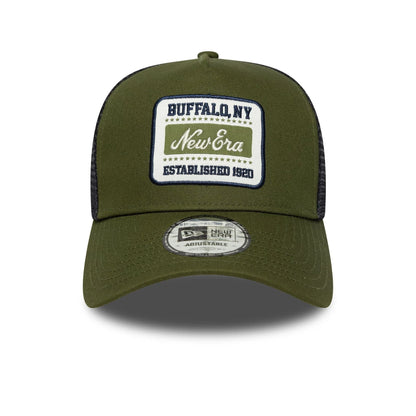 This is a  New Era Patch Dark Green 9FORTY A-Frame Trucker Adjustable Cap 2