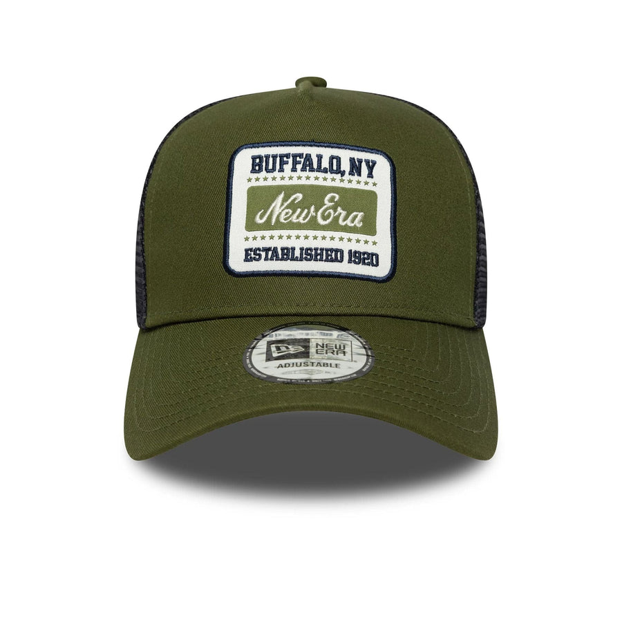 This is a  New Era Patch Dark Green 9FORTY A-Frame Trucker Adjustable Cap 2