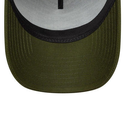 This is a  New Era Patch Dark Green 9FORTY A-Frame Trucker Adjustable Cap 5
