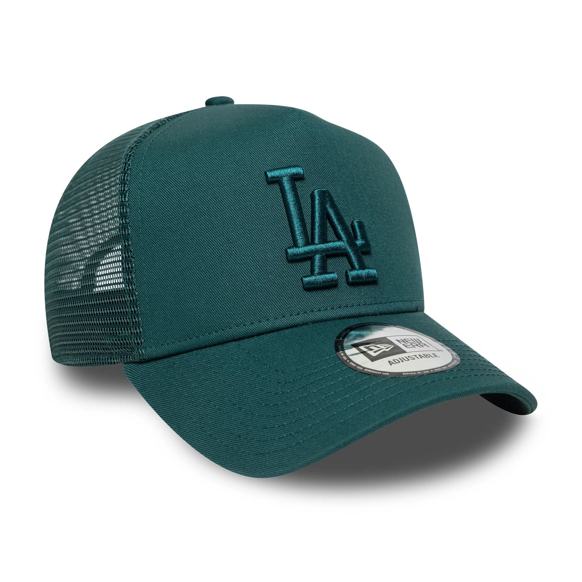This is a LA Dodgers MLB League Essential Dark Green 9FORTY A-Frame Trucker Adjustable Cap 3