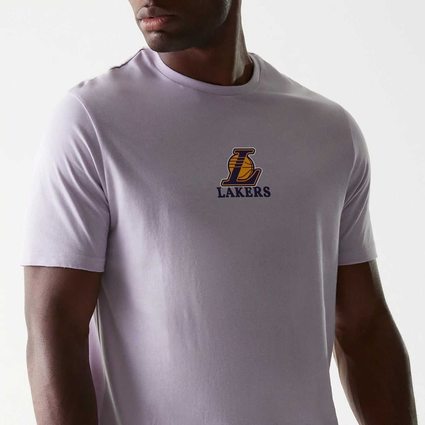 The Male model is wearing LA Lakers NBA Pastel Purple T-Shirt 4