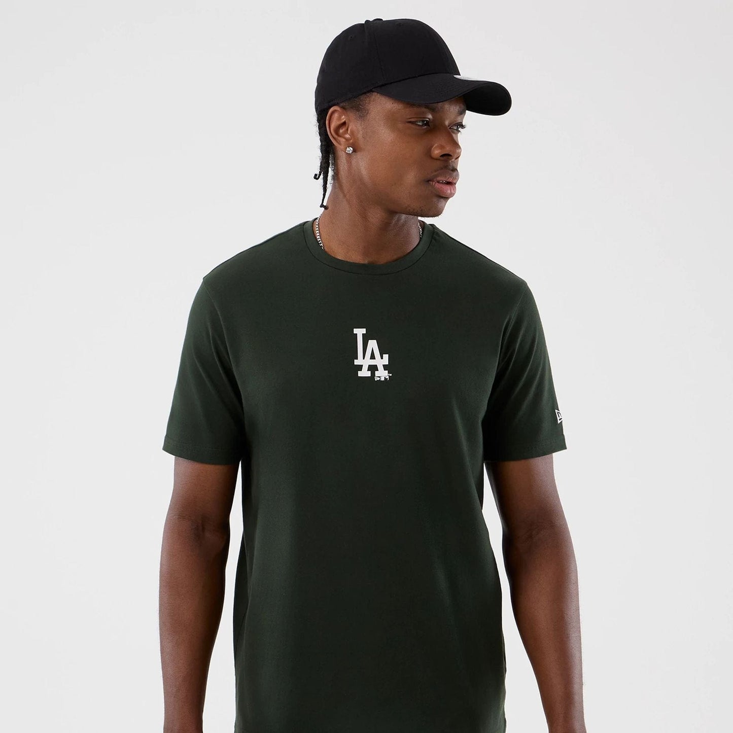 The Male model is wearing LA Dodgers MLB Dark Green T-Shirt 5