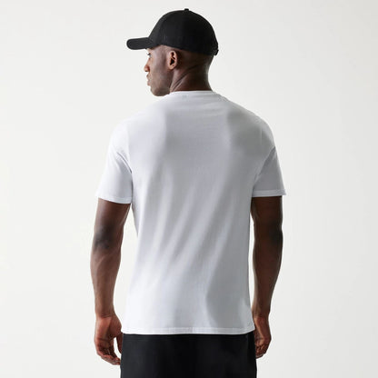 The Male model is wearing Chicago Bulls NBA Flame Graphic White T-Shirt 2