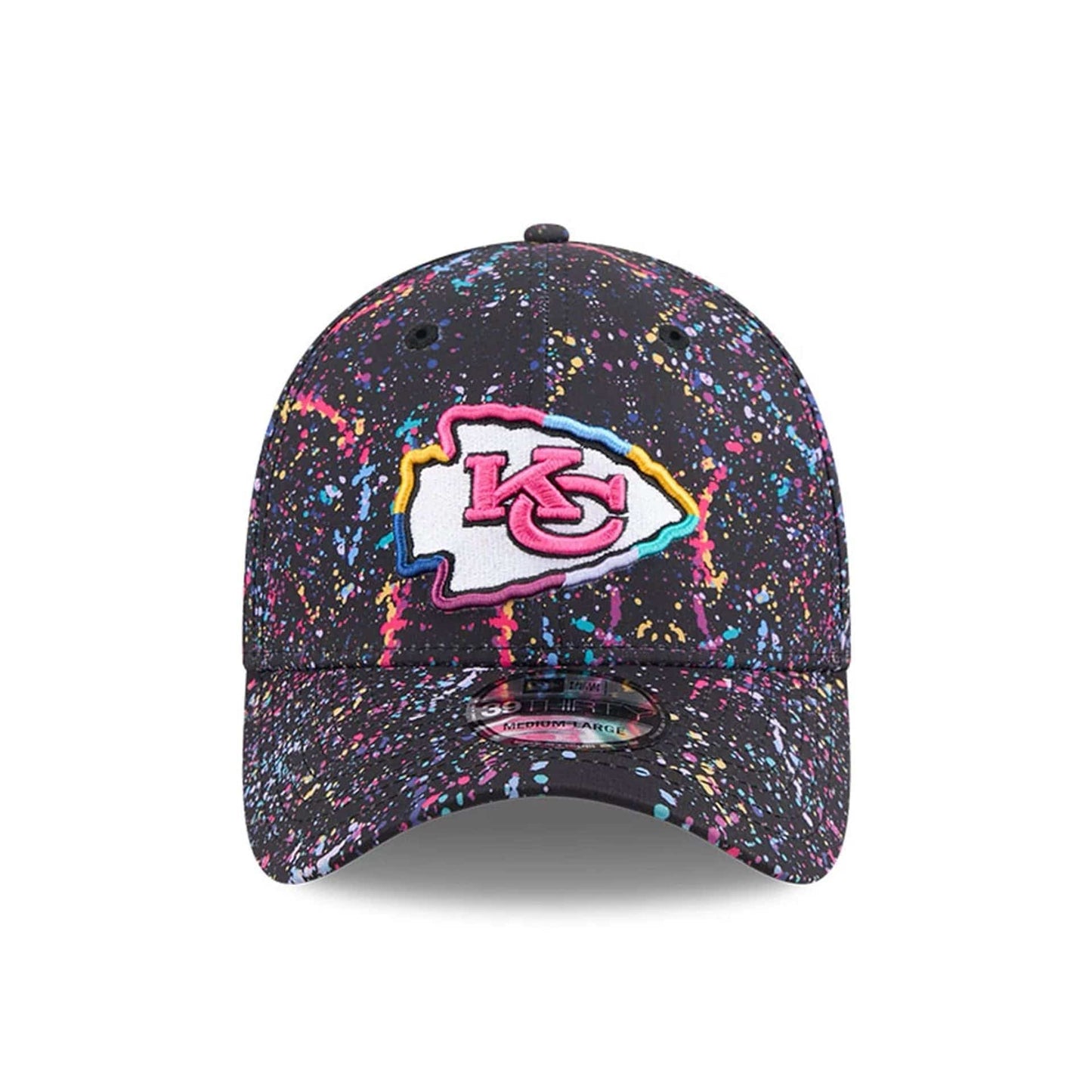 This is a Kansas City Chiefs NFL Crucial Catch 2025 Black 39THIRTY Stretch Fit Cap 2