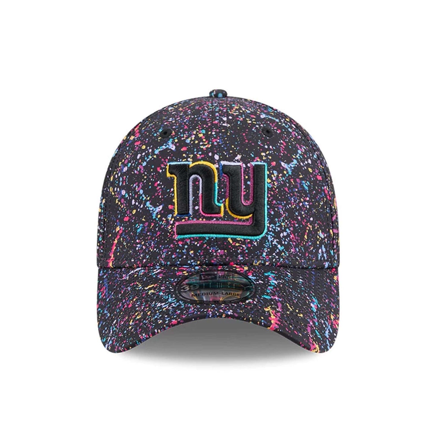 This is a New York Giants NFL Crucial Catch 2025 Black 39THIRTY Stretch Fit Cap 2