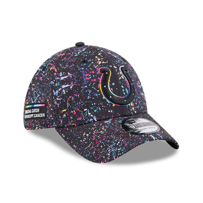 This is a Indianapolis Colts NFL Crucial Catch 2025 Black 39THIRTY Stretch Fit Cap 1