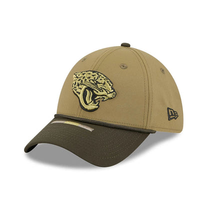 This is a Jacksonville Jaguars NFL Salute To Service 2025 Dark Green 39THIRTY Stretch Fit Cap 3