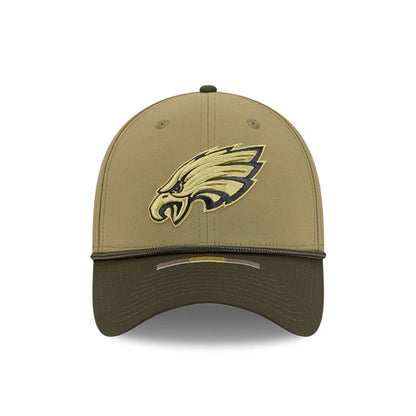 This is a Philadelphia Eagles NFL Salute To Service 2025 Dark Green 39THIRTY Stretch Fit Cap 2