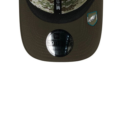 This is a Philadelphia Eagles NFL Salute To Service 2025 Dark Green 39THIRTY Stretch Fit Cap 5
