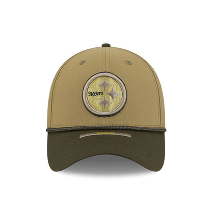 This is a Pittsburgh Steelers NFL Salute To Service 2025 Dark Green 39THIRTY Stretch Fit Cap 2