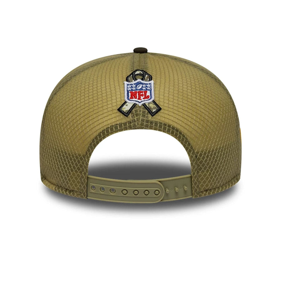 This is a Indianapolis Colts NFL Salute To Service 2025 Dark Green 9FIFTY Split Panel Snapback Adjustable Cap 7