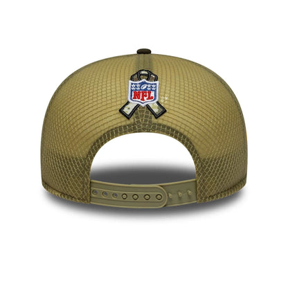 This is a Jacksonville Jaguars NFL Salute To Service 2025 Dark Green 9FIFTY Split Panel Snapback Adjustable Cap 7