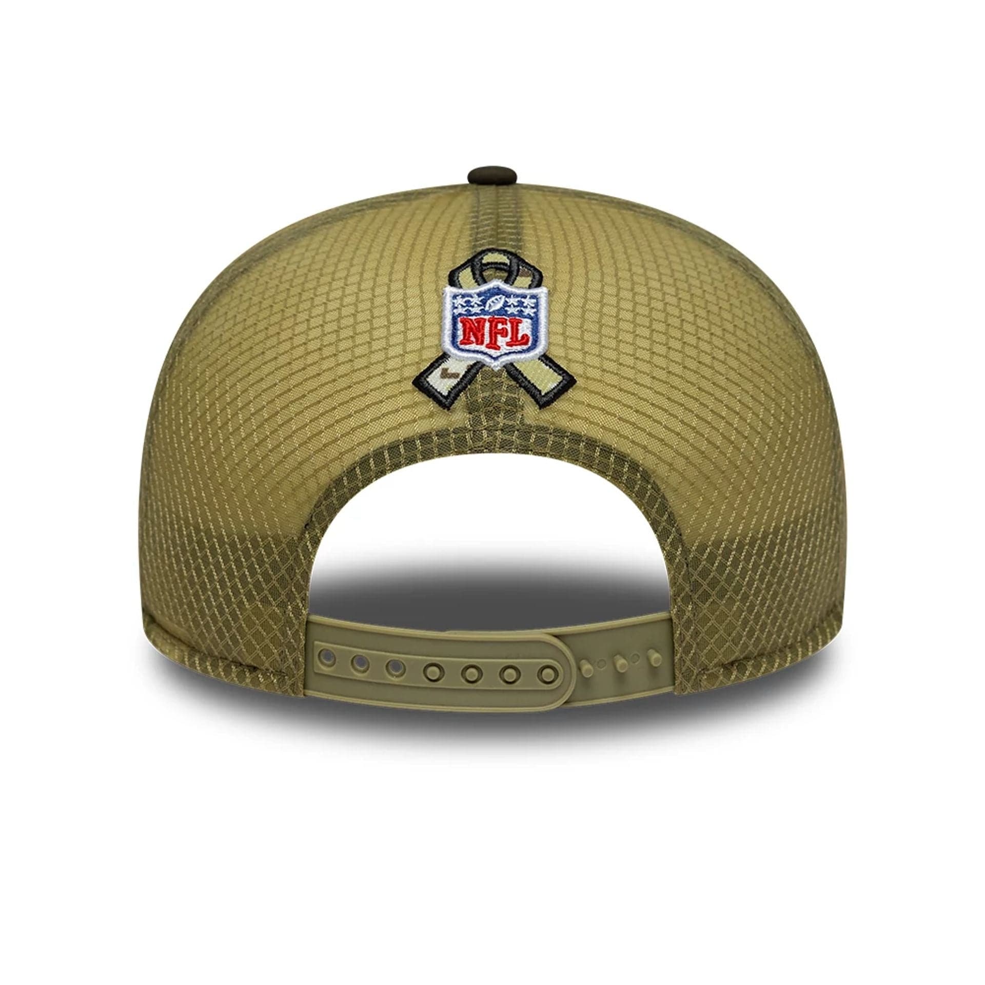 This is a Kansas City Chiefs NFL Salute To Service 2025 Dark Green 9FIFTY Split Panel Snapback Adjustable Cap 7