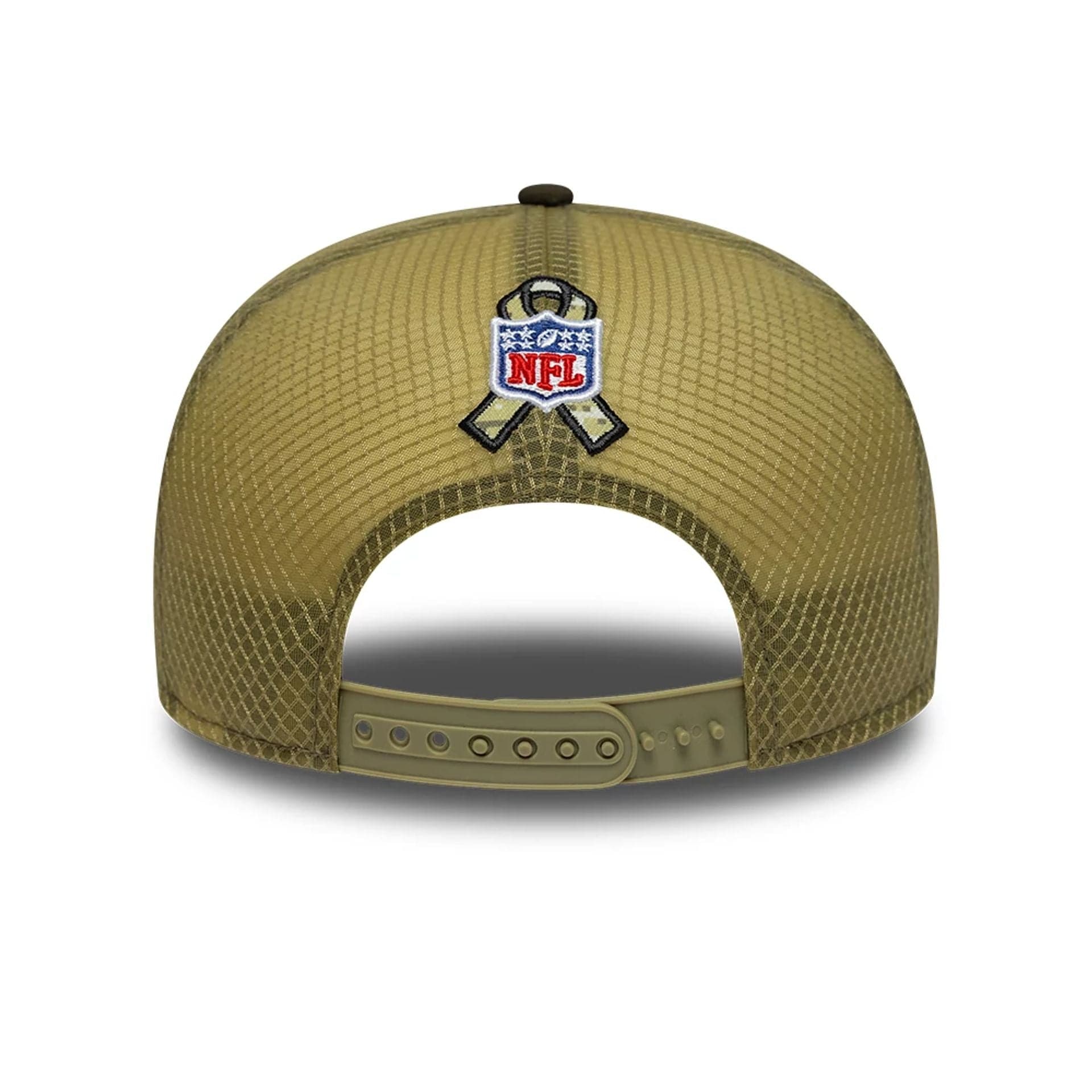 This is a Miami Dolphins NFL Salute To Service 2025 Dark Green 9FIFTY Split Panel Snapback Adjustable Cap 7