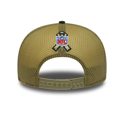 This is a Miami Dolphins NFL Salute To Service 2025 Dark Green 9FIFTY Split Panel Snapback Adjustable Cap 7