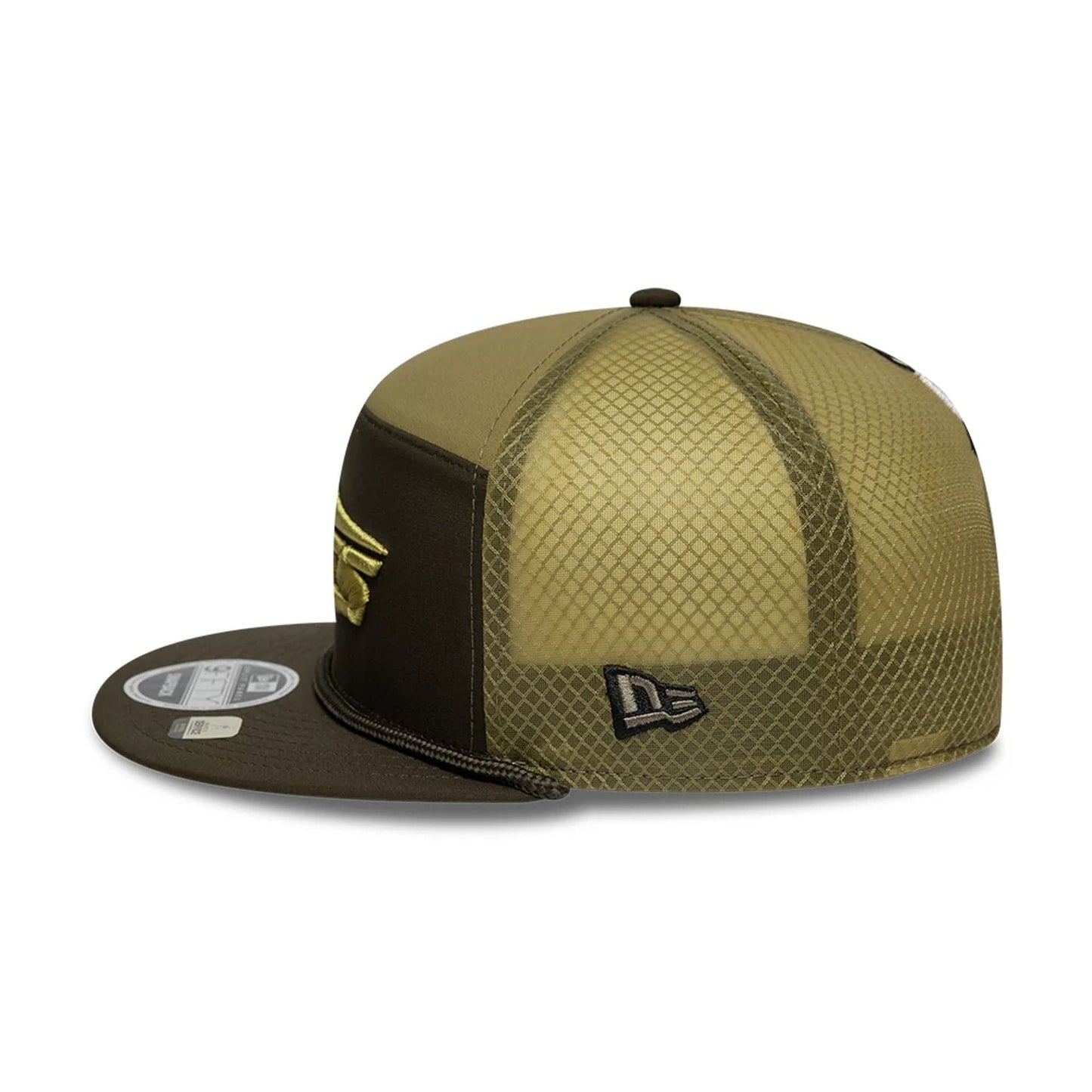 This is a New York Jets NFL Salute To Service 2025 Dark Green 9FIFTY Split Panel Snapback Adjustable Cap 6