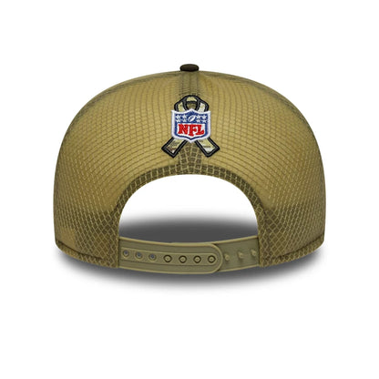 This is a Philadelphia Eagles NFL Salute To Service 2025 Dark Green 9FIFTY Split Panel Snapback Adjustable Cap 7