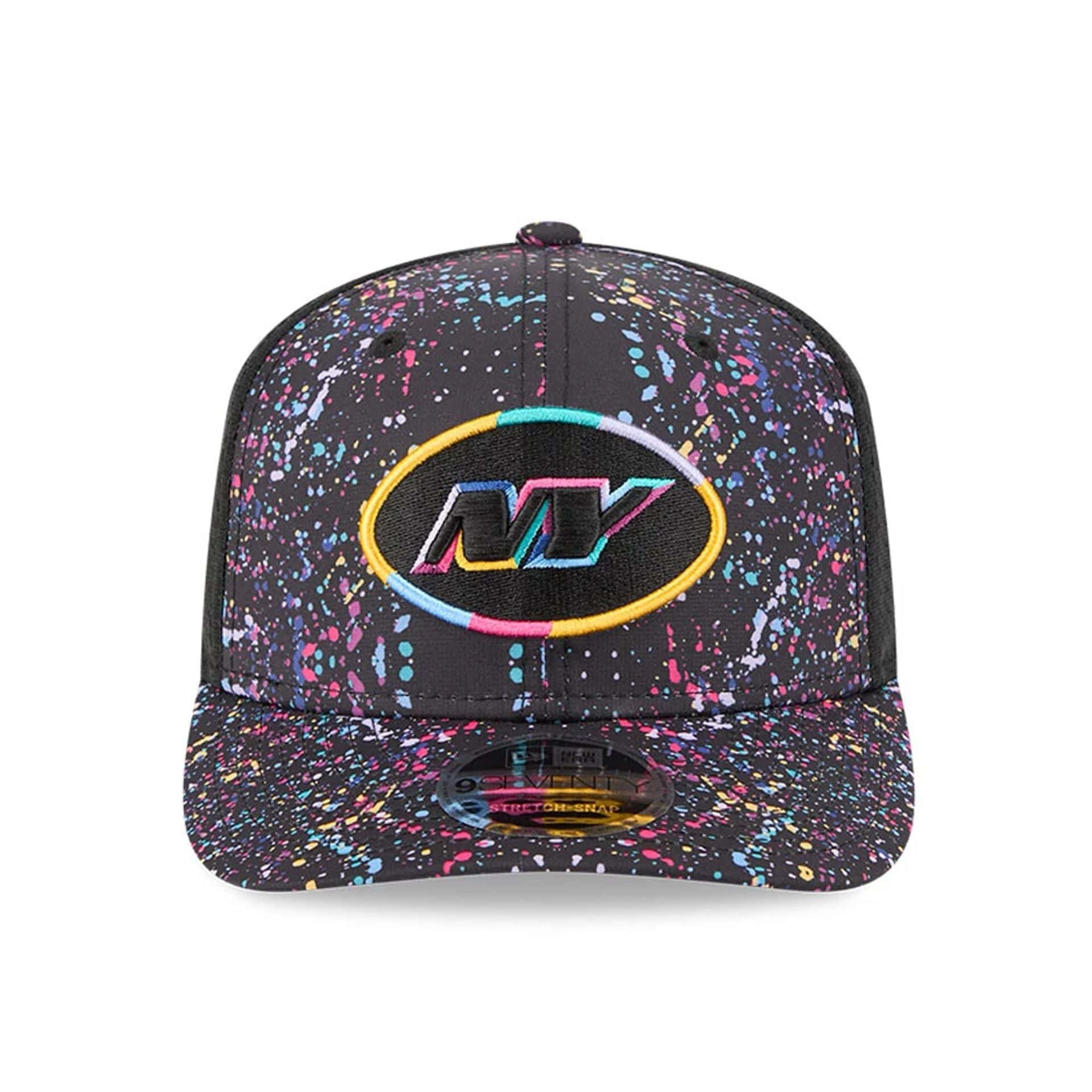 This is a New York Jets NFL Crucial Catch 2025 Black 9SEVENTY Stretch Snap Adjustable Cap 2