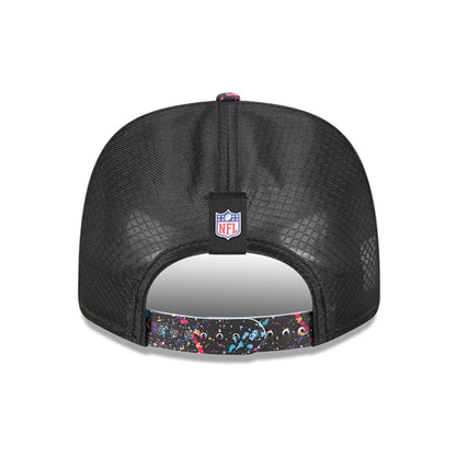 This is a Miami Dolphins NFL Crucial Catch 2025 Black 9SEVENTY Stretch Snap Adjustable Cap 6