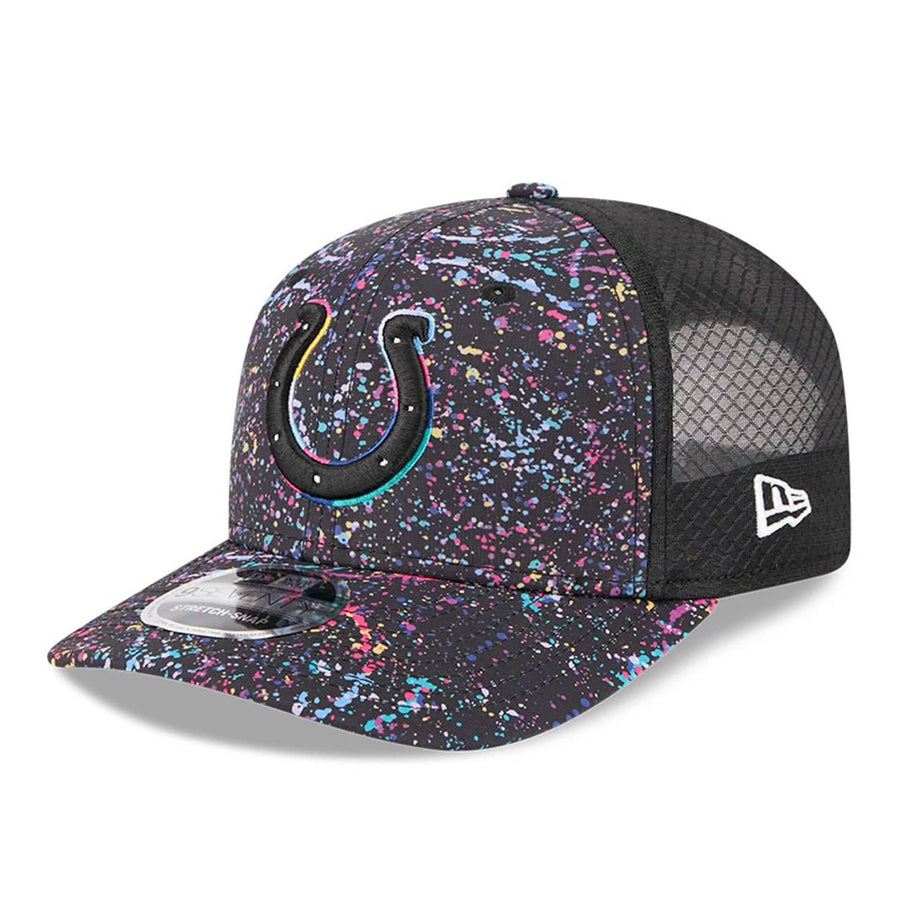 This is a Indianapolis Colts NFL Crucial Catch 2025 Black 9SEVENTY Stretch Snap Adjustable Cap 3