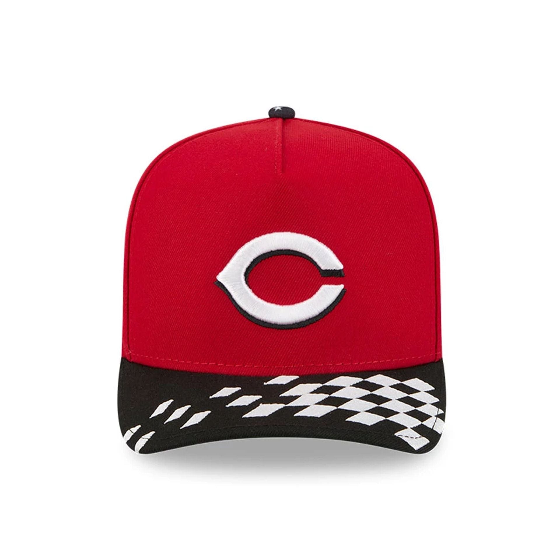 This is a Cincinnati Reds MLB Bristol 2025 Red 59FIFTY A-Frame Fitted Cap 3