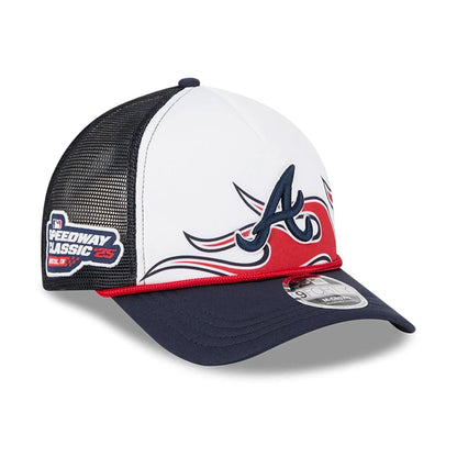 This is a Atlanta Braves MLB Bristol 2025 Navy 9FORTY M-Crown A-Frame Adjustable Cap 1