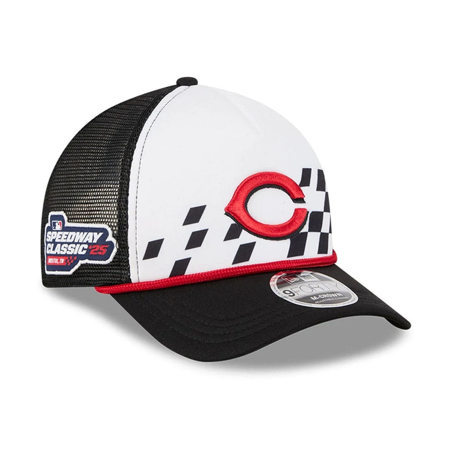 This is a Cincinnati Reds MLB Bristol 2025 Black 9FORTY M-Crown A-Frame Adjustable Cap 1