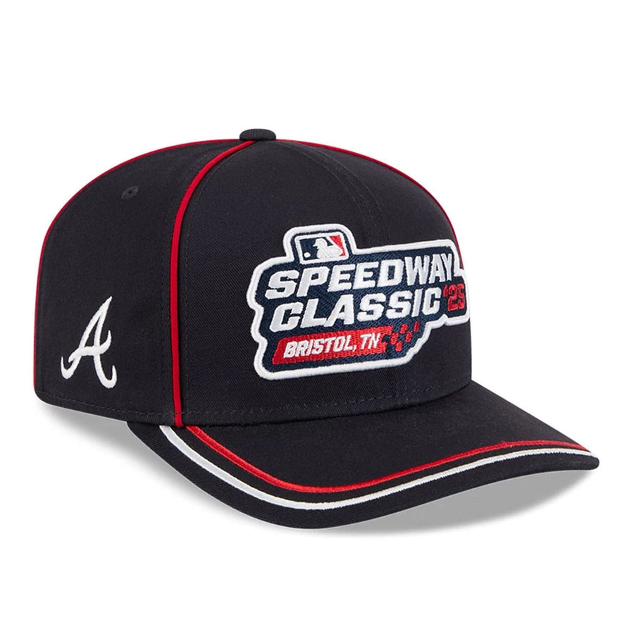 This is a Atlanta Braves MLB Bristol 2025 Navy 9SEVENTY Stretch Snap Adjustable Cap 1