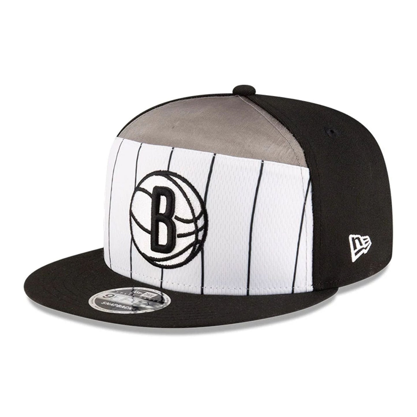 This is a Brooklyn Nets NBA Tip Off 2025 Black 9FIFTY Split Panel Snapback Adjustable Cap 4