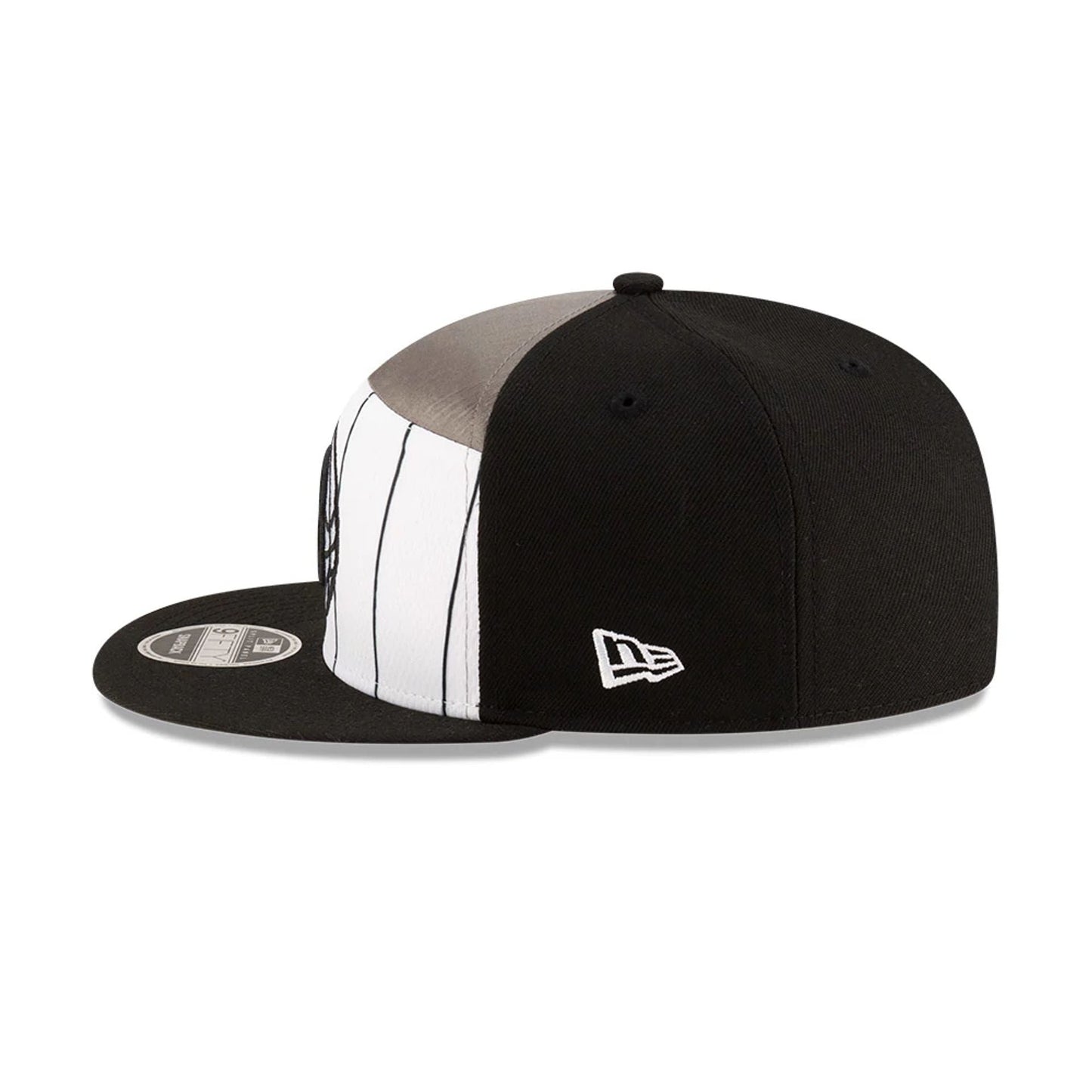 This is a Brooklyn Nets NBA Tip Off 2025 Black 9FIFTY Split Panel Snapback Adjustable Cap 5