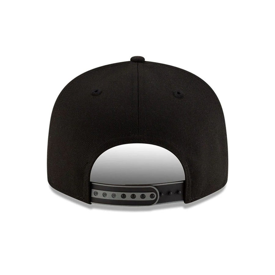 This is a Brooklyn Nets NBA Tip Off 2025 Black 9FIFTY Split Panel Snapback Adjustable Cap 7