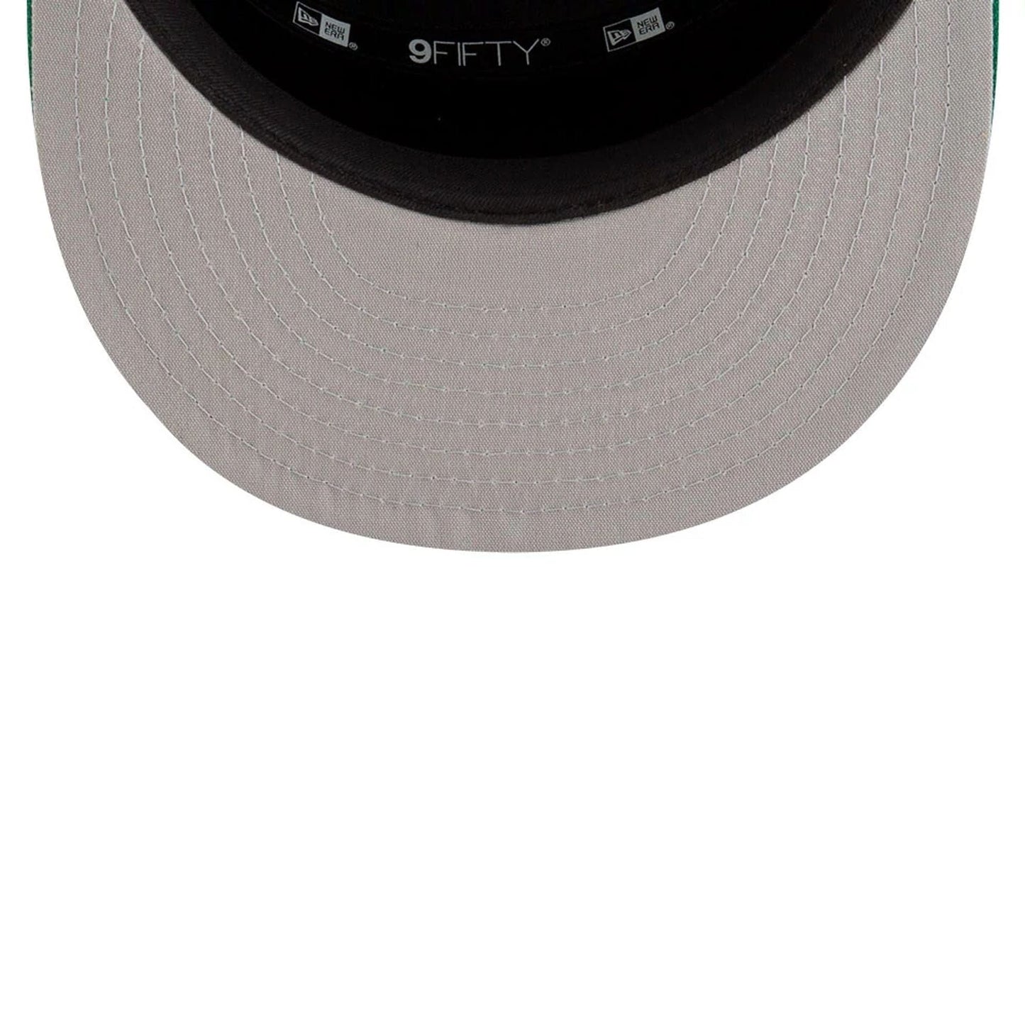 This is a Boston Celtics NBA Tip Off 2025 Green 9FIFTY Split Panel Snapback Adjustable Cap 2