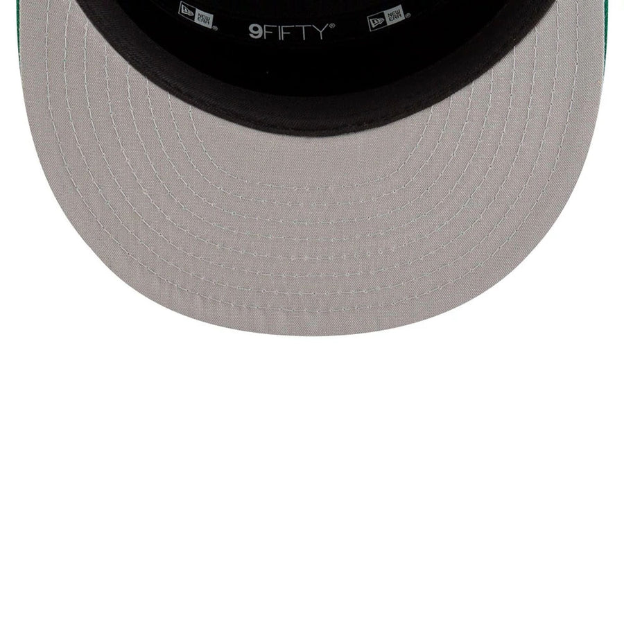 This is a Boston Celtics NBA Tip Off 2025 Green 9FIFTY Split Panel Snapback Adjustable Cap 2