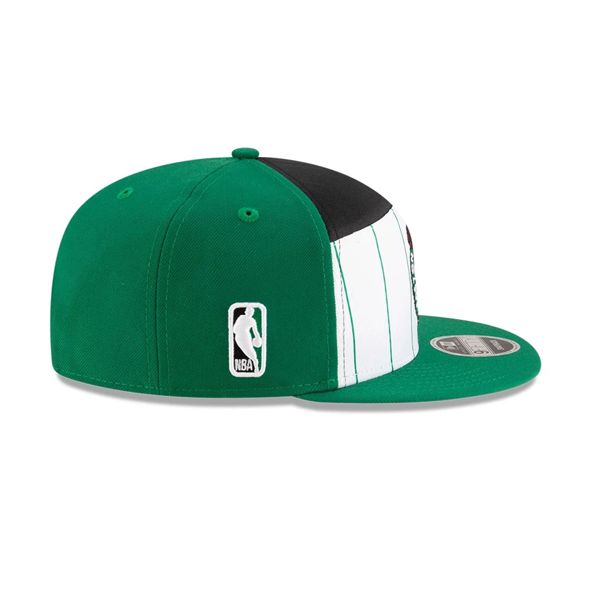 This is a Boston Celtics NBA Tip Off 2025 Green 9FIFTY Split Panel Snapback Adjustable Cap 6