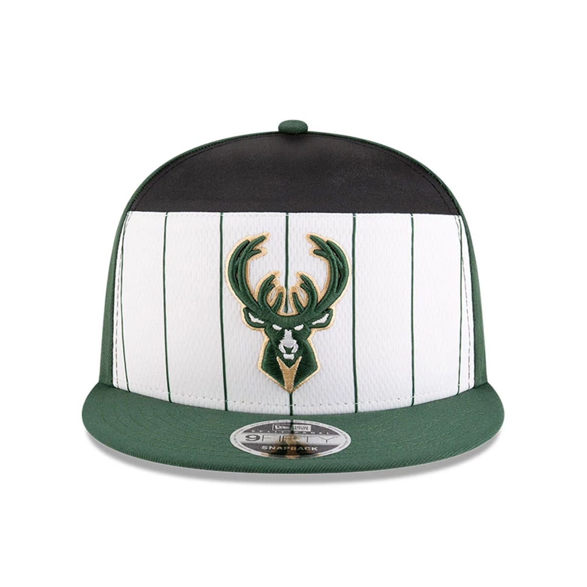 This is a Milwaukee Bucks NBA Tip Off 2025 Dark Green 9FIFTY Split Panel Snapback Adjustable Cap 3