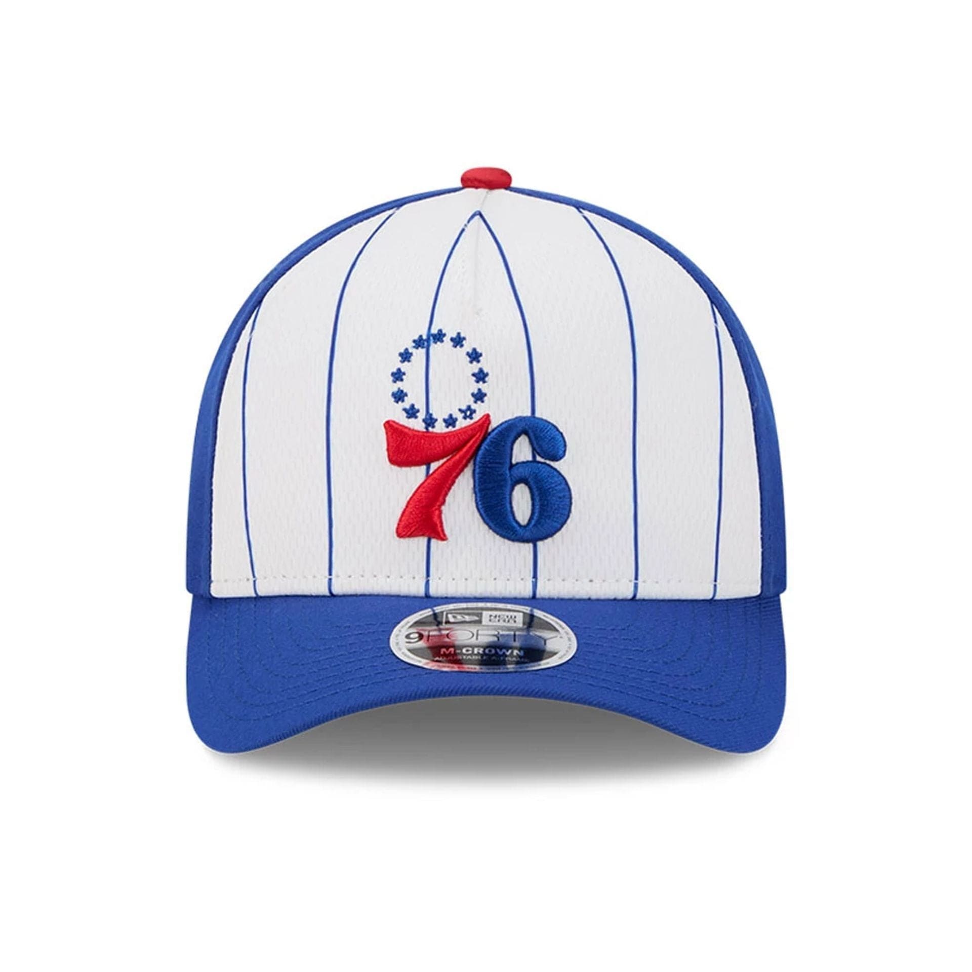 This is a Philadelphia 76ers NBA Tip Off 2025 Blue 9FORTY M-Crown A-Frame Adjustable Cap 3