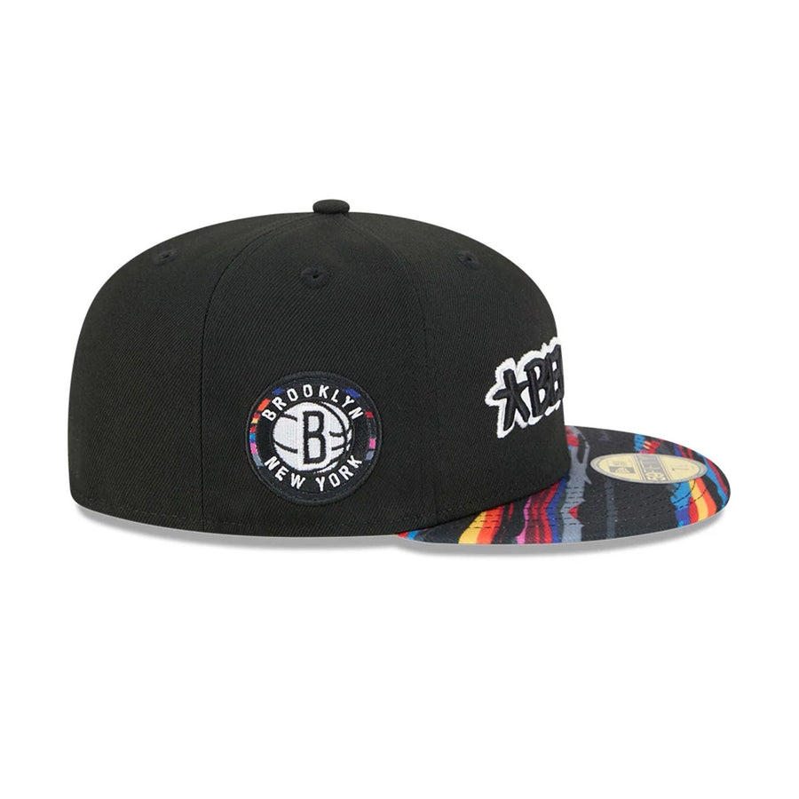 This is a Brooklyn Nets NBA City Edition Black 59FIFTY Fitted Cap 6