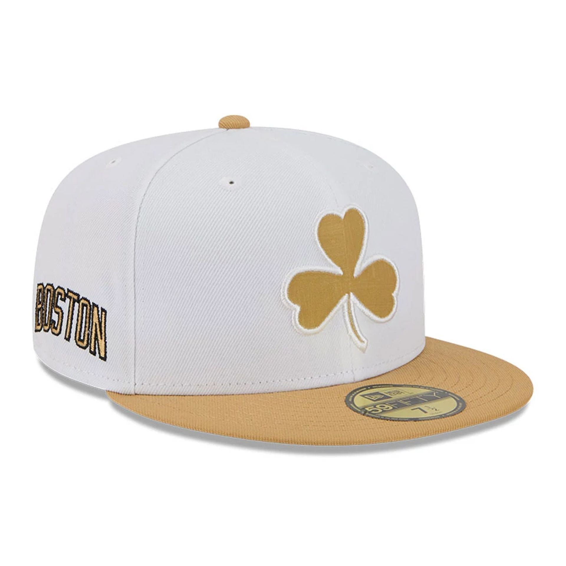 This is a Boston Celtics NBA City Edition White 59FIFTY Fitted Cap 1