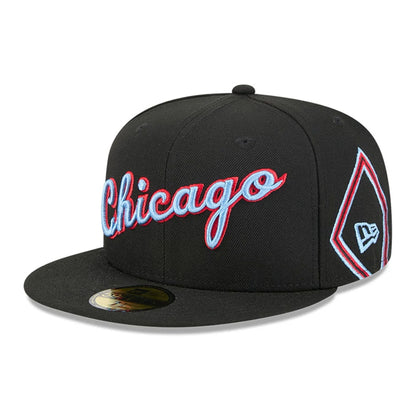 This is a Chicago Bulls NBA City Edition Black 59FIFTY Fitted Cap 1