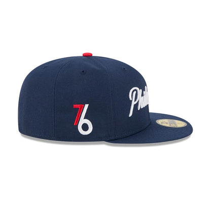 This is a Philadelphia 76ers NBA City Edition Blue 59FIFTY Fitted Cap 6