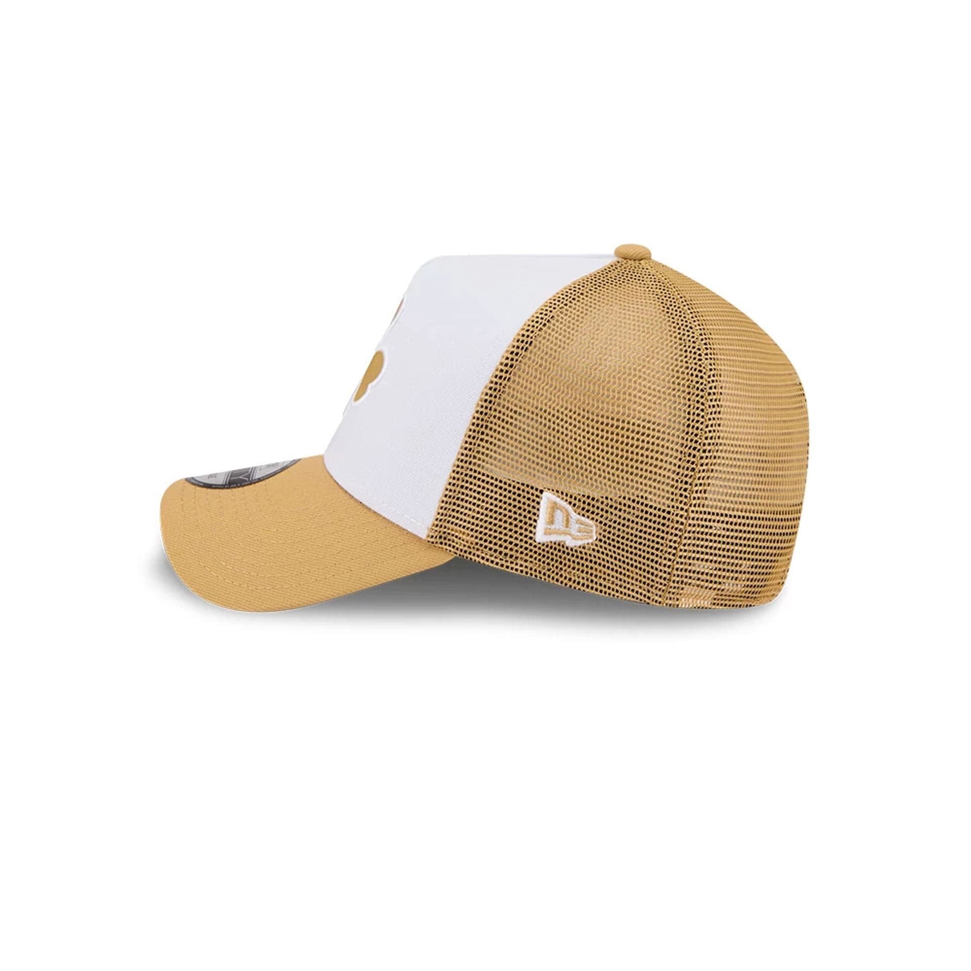 This is a Boston Celtics NBA City Edition Yellow 9FORTY A-Frame Trucker Adjustable Cap 6