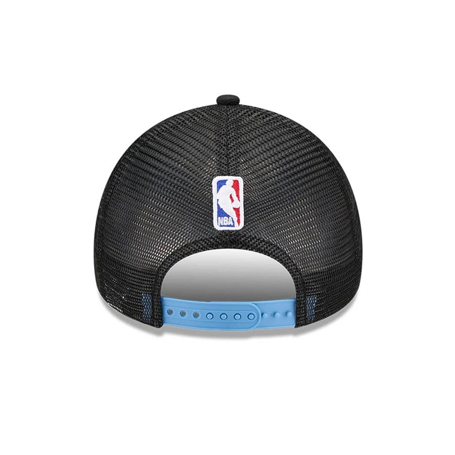 This is a Chicago Bulls NBA City Edition Black 9FORTY A-Frame Trucker Adjustable Cap 5